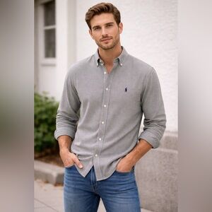 Polo Ralph Lauren Slim Fit Brushed Flannel Shirt Men’s Check Button Down pony